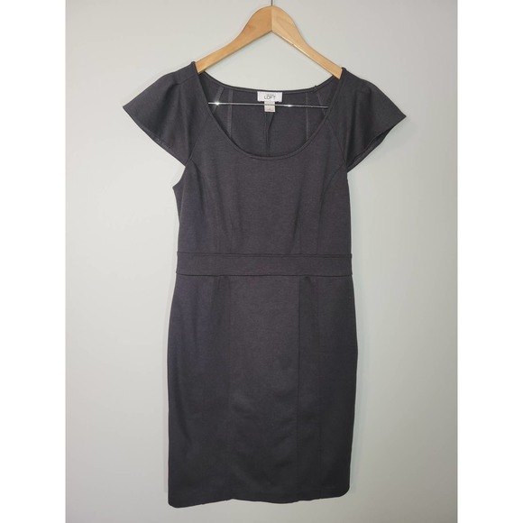 Ann Taylor LOFT Dark Gray Cap Sleeve Sheath Dress - Picture 1 of 5